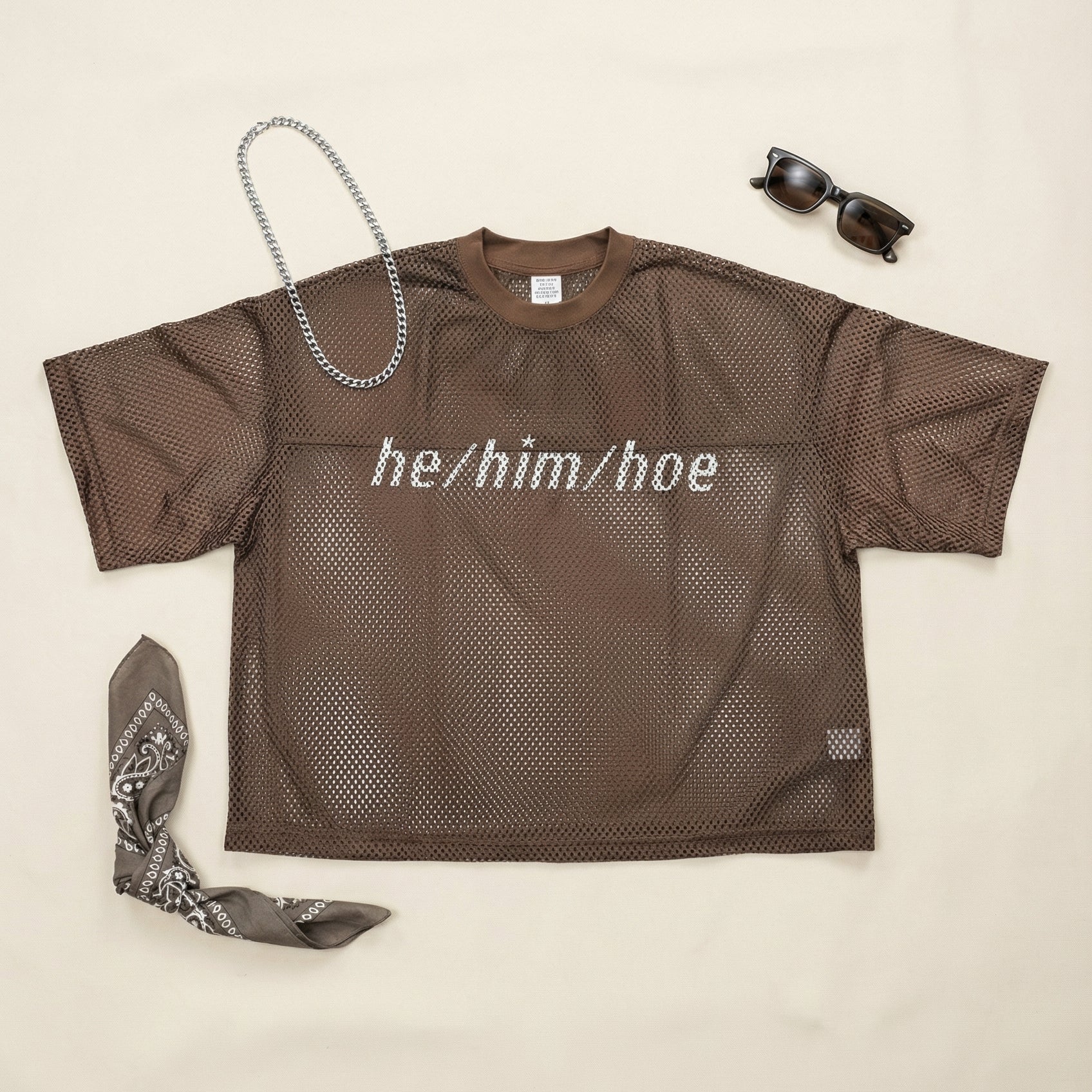 he/him/hoe — Mesh Tee